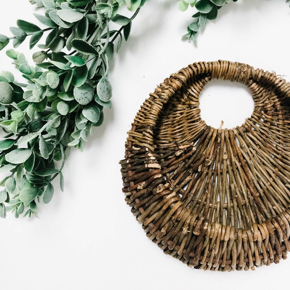 Vintage Other - Boho Rustic Hanging Wall Basket